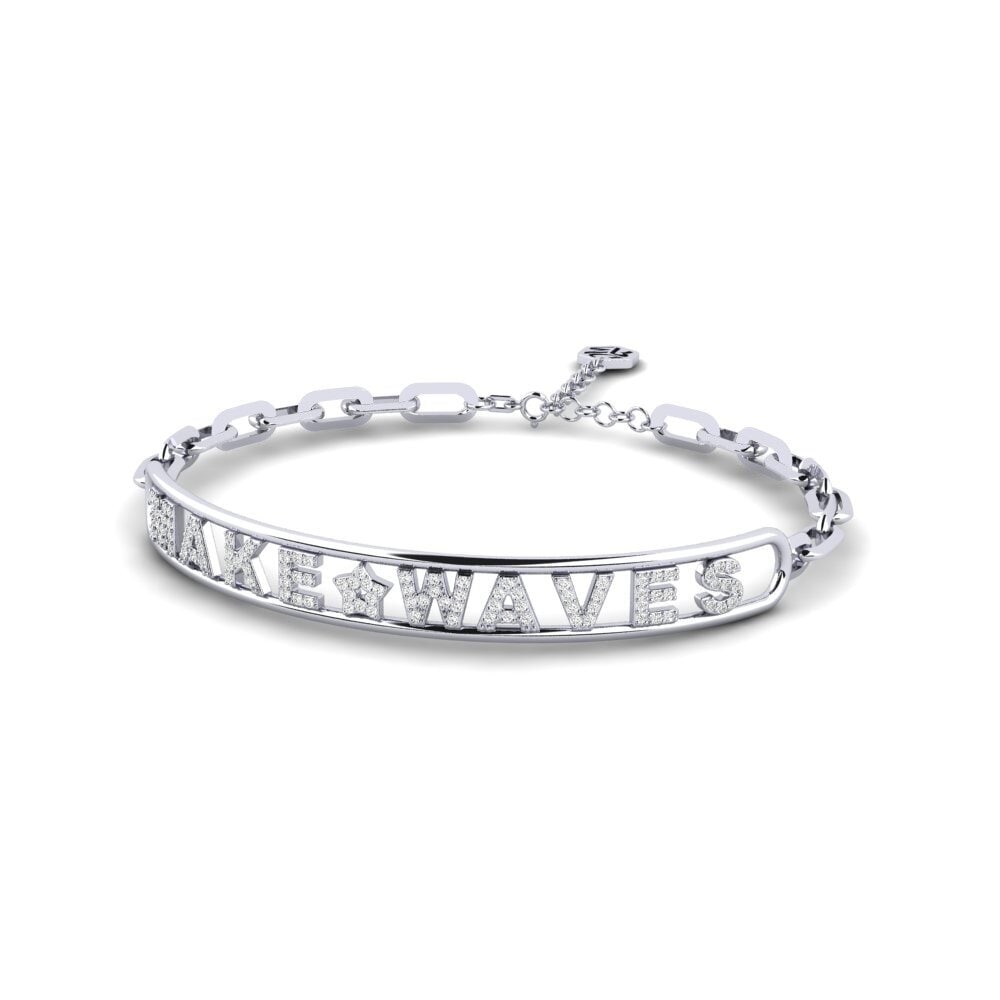 White Silver Moissanite Paperclip Bracelet Goslett