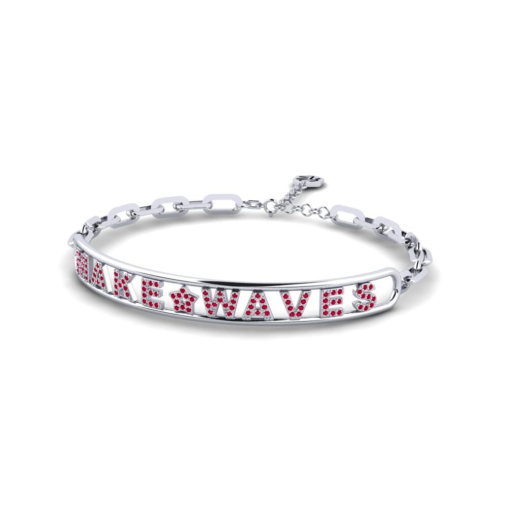 White Silver Ruby Paperclip Bracelet Goslett