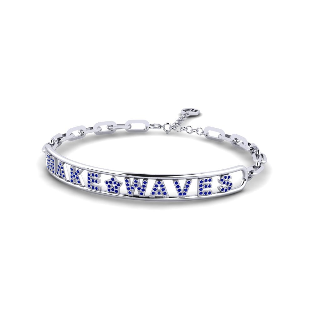 White Silver Sapphire Paperclip Bracelet Goslett