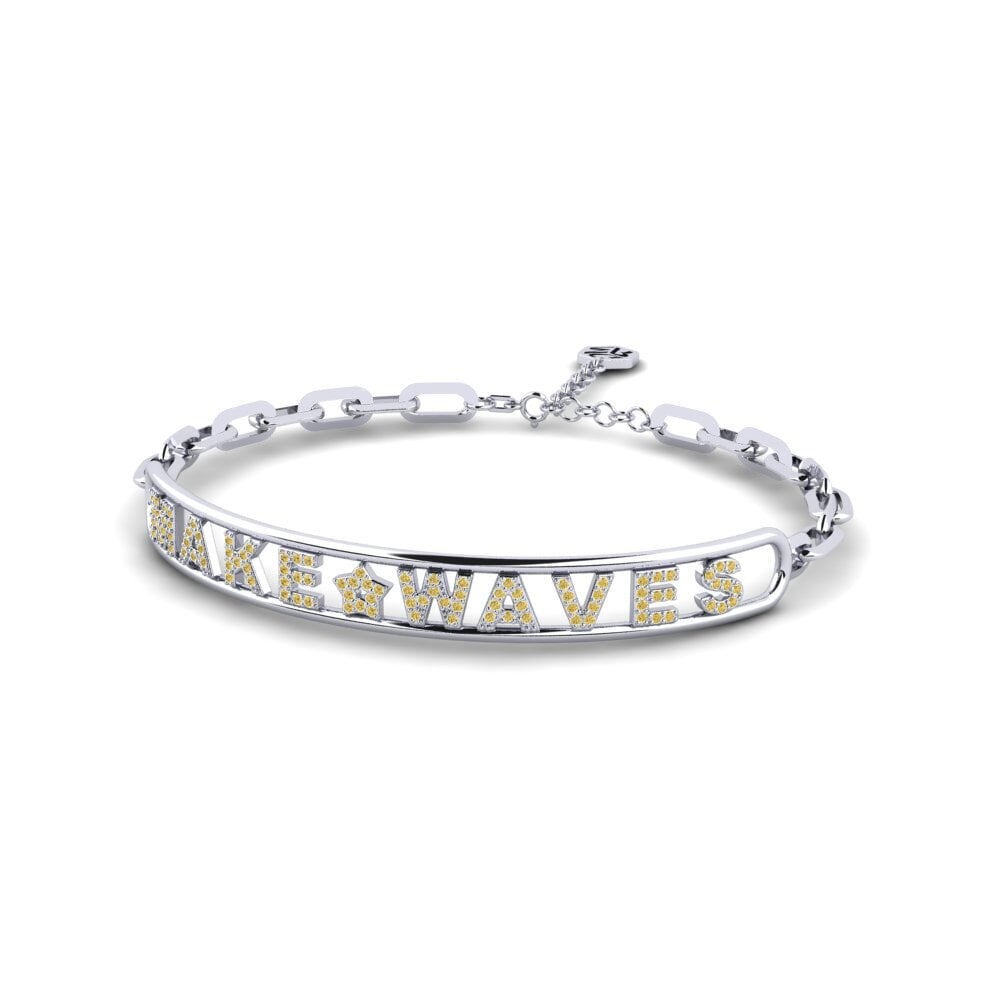White Silver Yellow Diamond Paperclip Bracelet Goslett