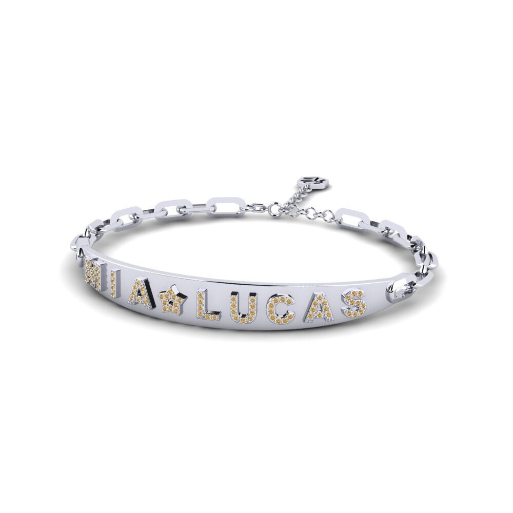 White Silver Brown Diamond Paperclip Bracelet Gower