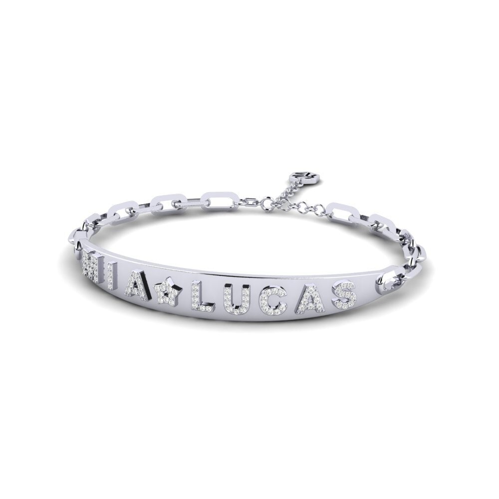 White Silver Moissanite Paperclip Bracelet Gower