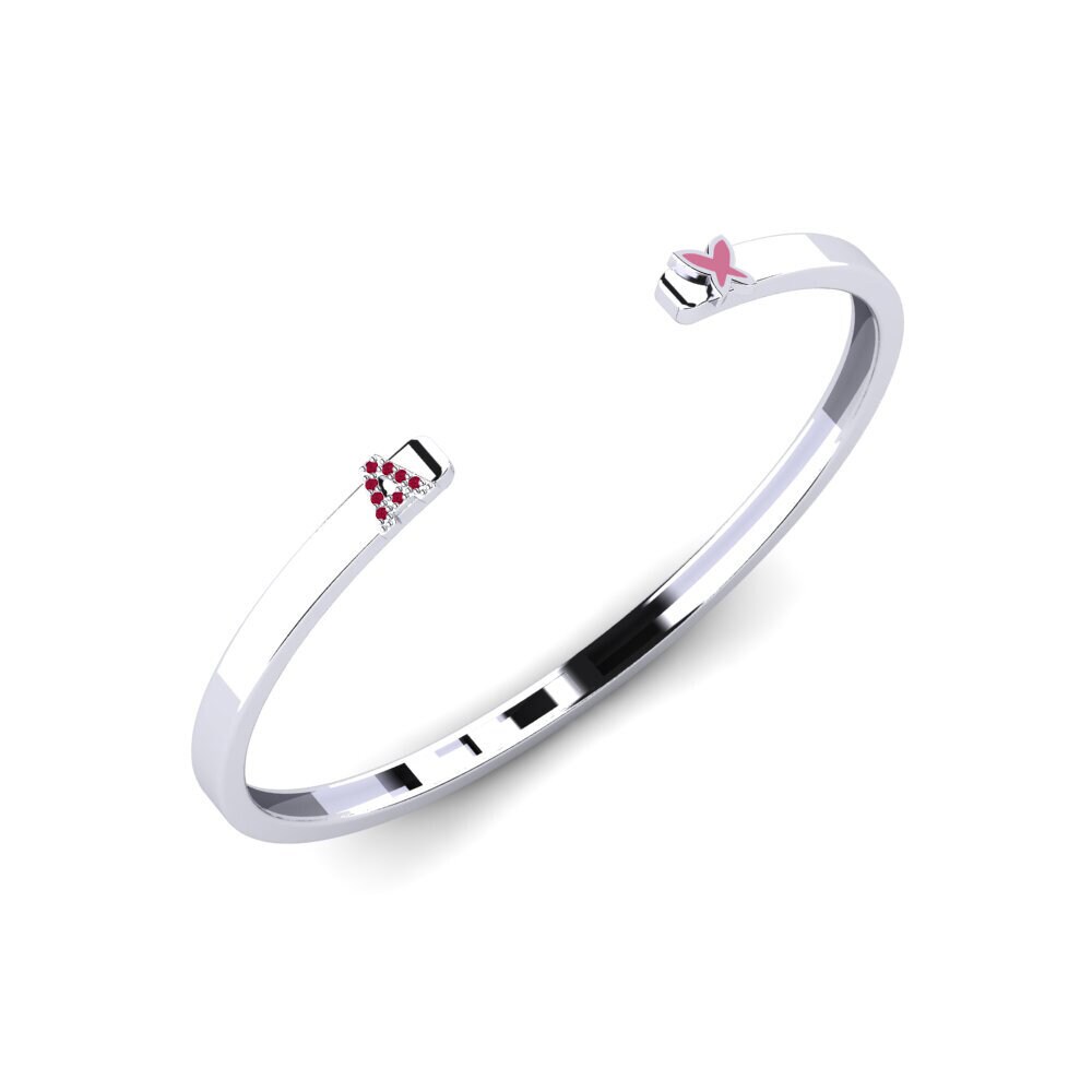 9k Oro Blanco Rubí Pulsera de Mujer Houndsditch