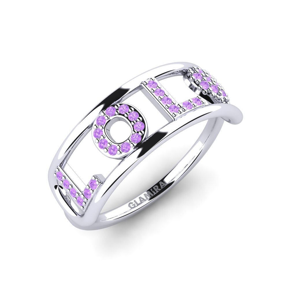 White Silver Amethyst Ring Locarno