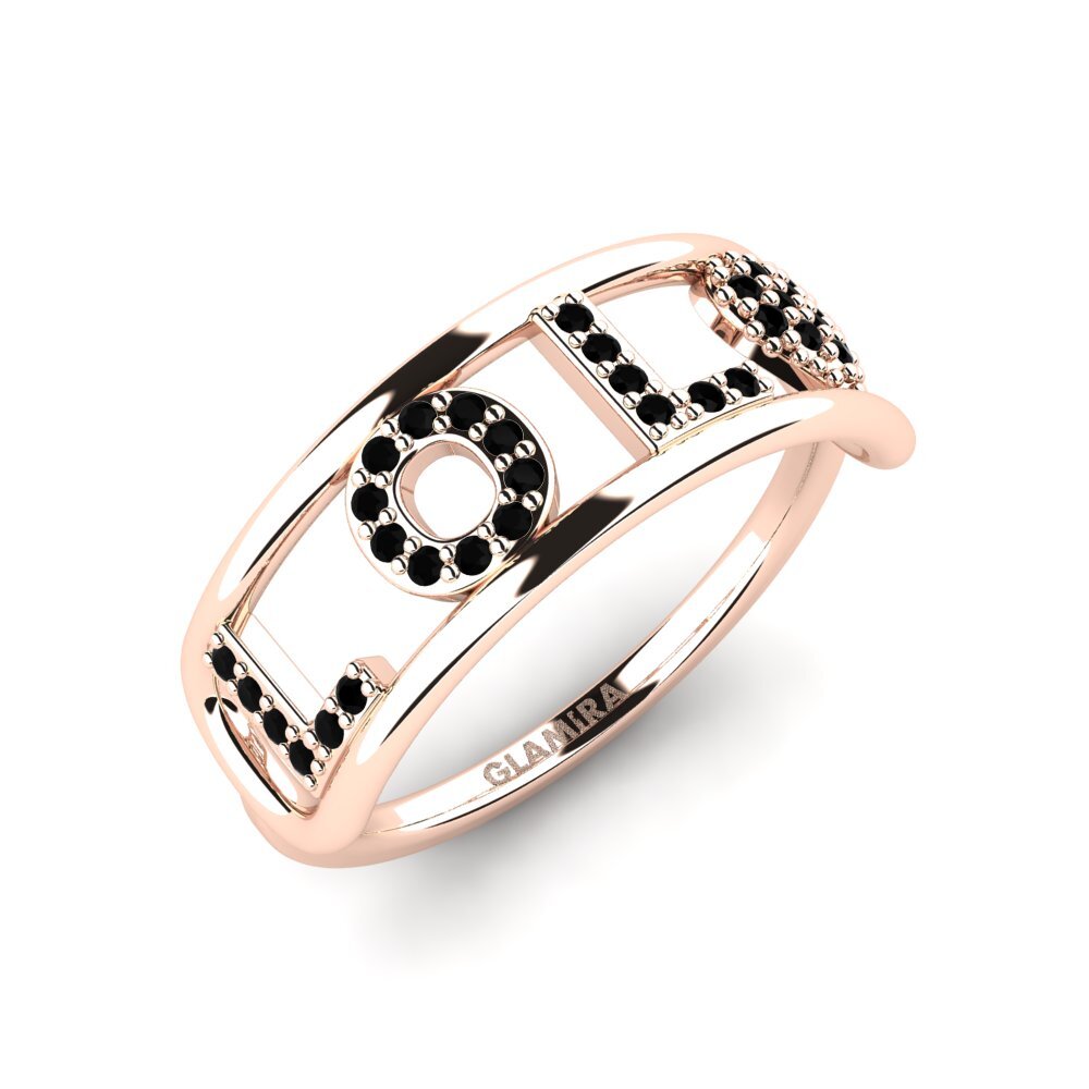 14k Rose Gold Black Sapphire Ring Locarno