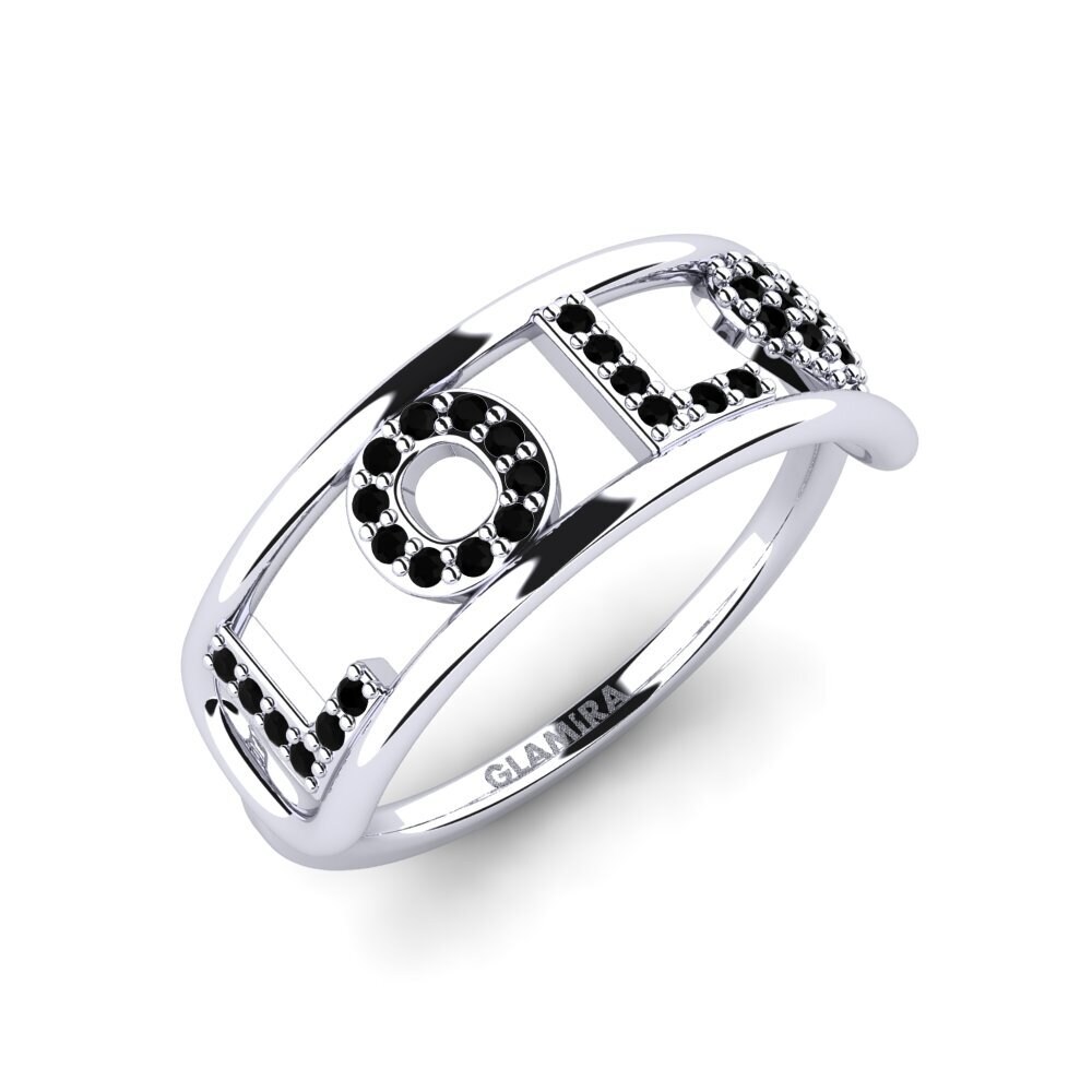 950 Platinum Black Sapphire Ring Locarno