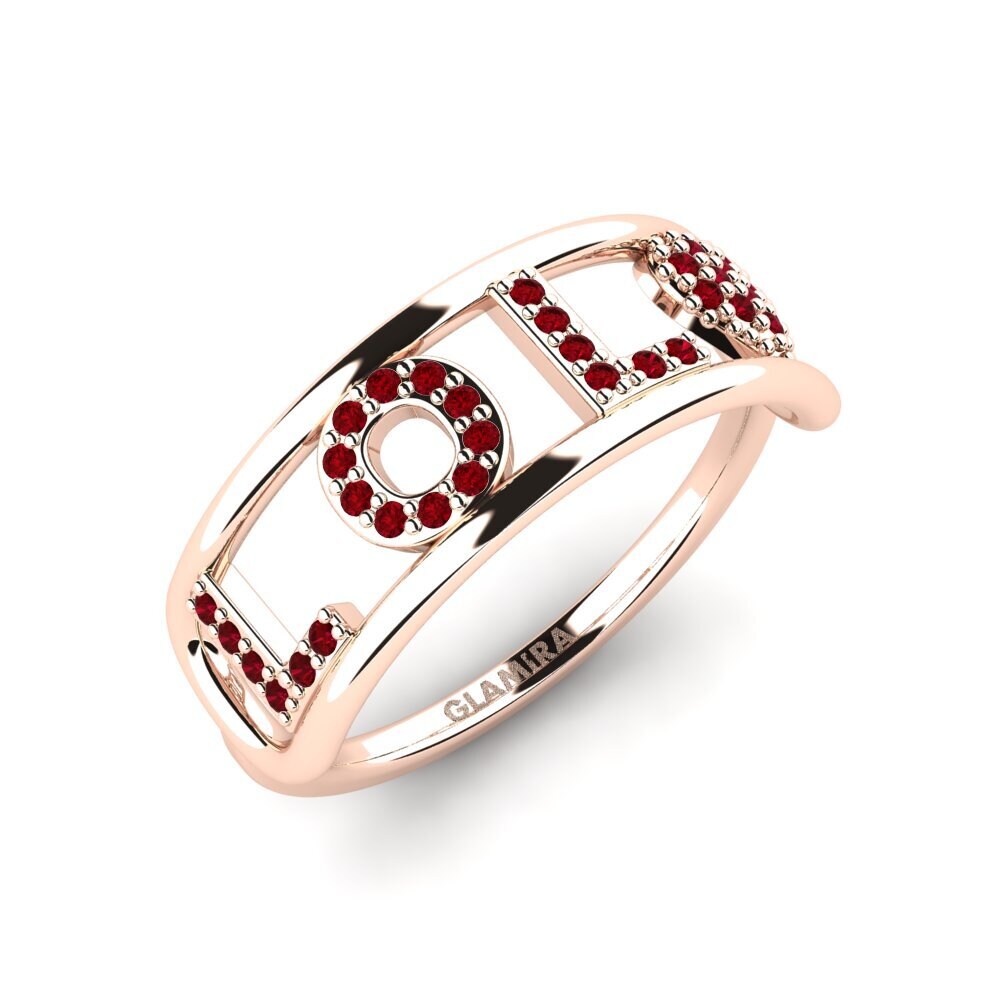 14k Rose Gold Red Zirconia Ring Locarno