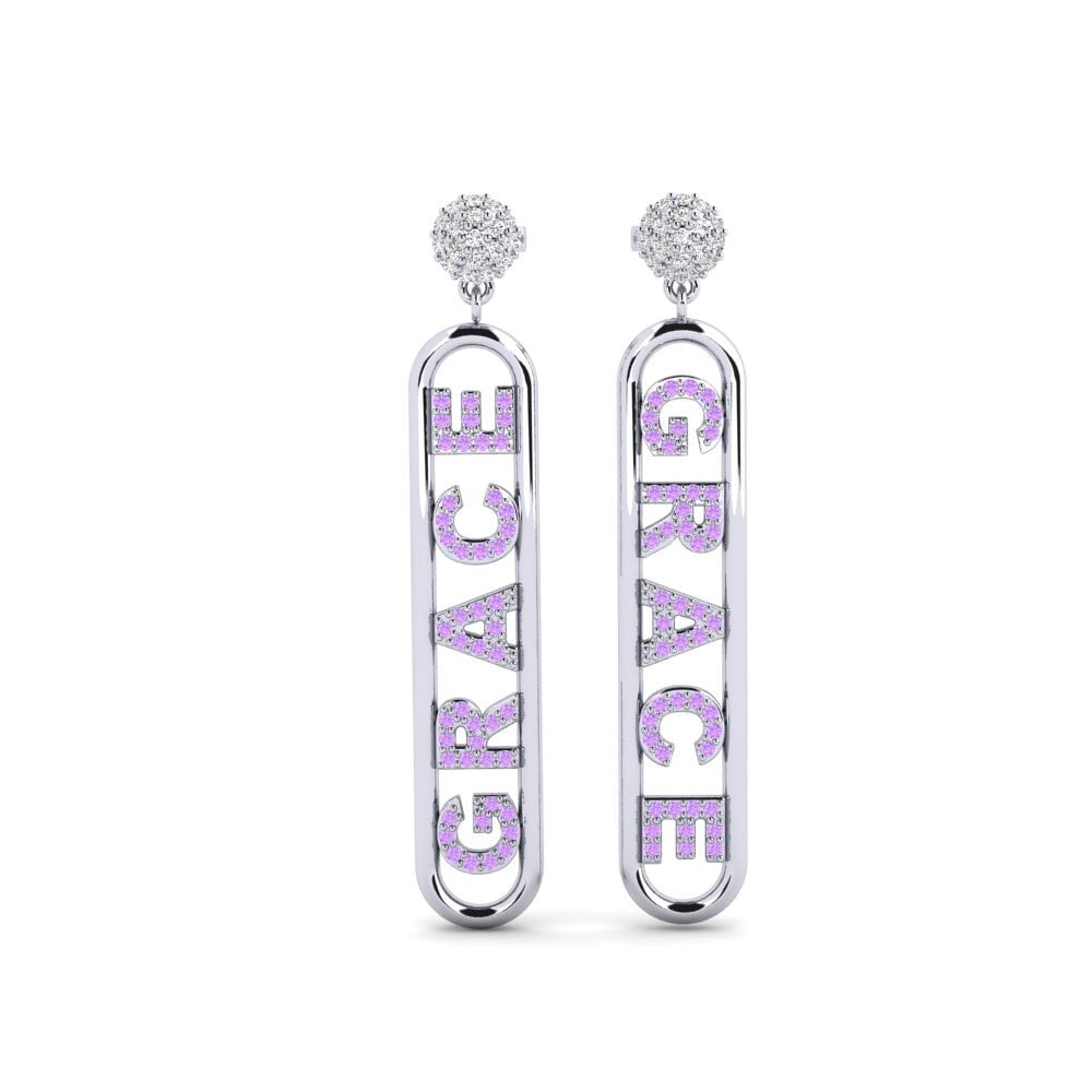 9k White Gold Amethyst Women's Earring Meilen