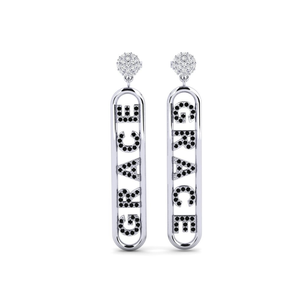 950 Platinum Black Sapphire Women's Earring Meilen