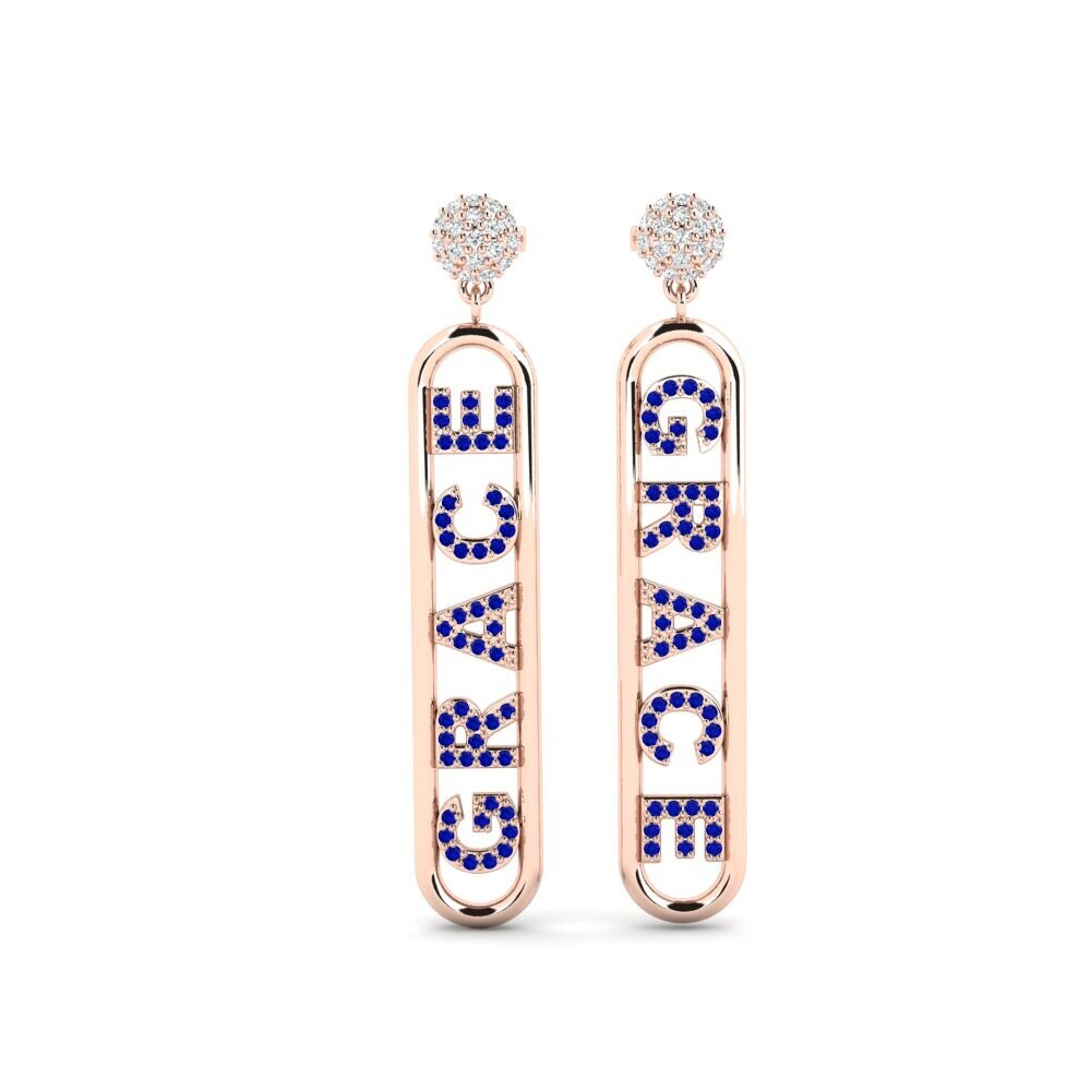 9ct Rose Gold Sapphire Women's Earring Meilen