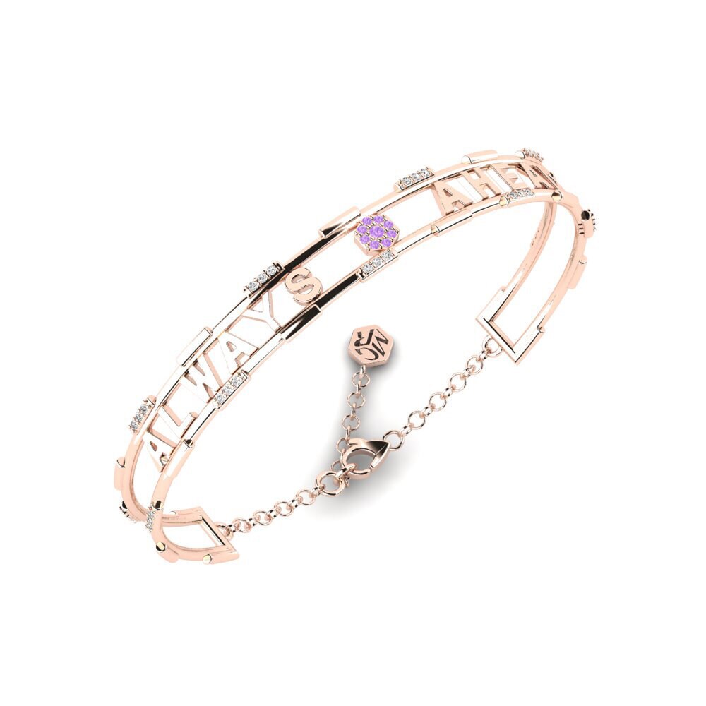 18k Oro Rosa Amatista Pulsera para hombre Menessi