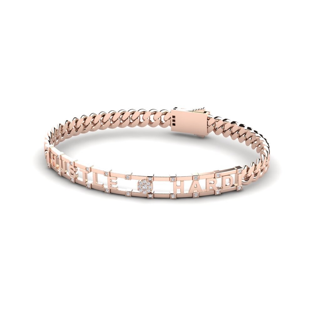 14ct Rose Gold Diamond Men's Bracelet Meniyya