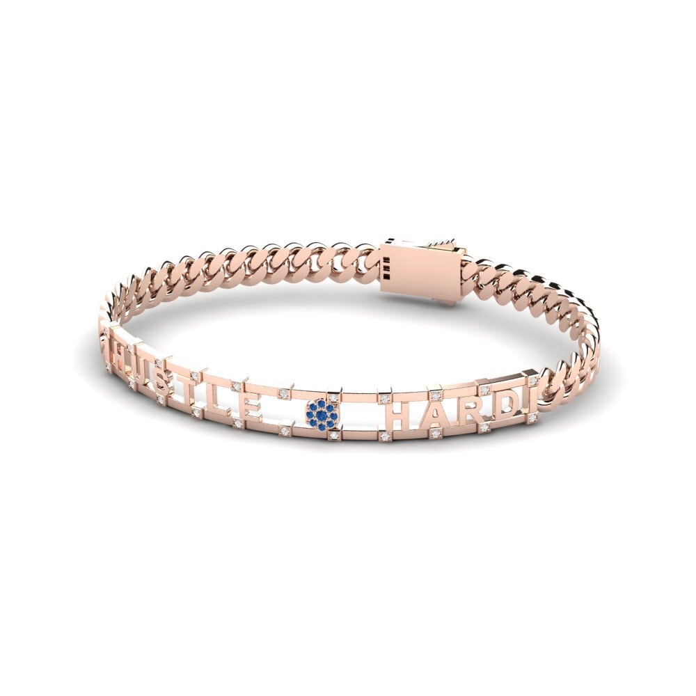 18k Oro Rosa Circonita Azul Oscuro Pulsera para hombre Meniyya