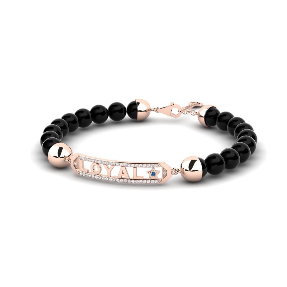 18k Oro Rosa Circonita Azul Oscuro Pulsera para hombre Mipa