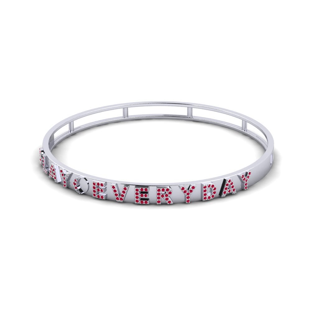 9k White Gold Ruby Women's Bangle Miskix