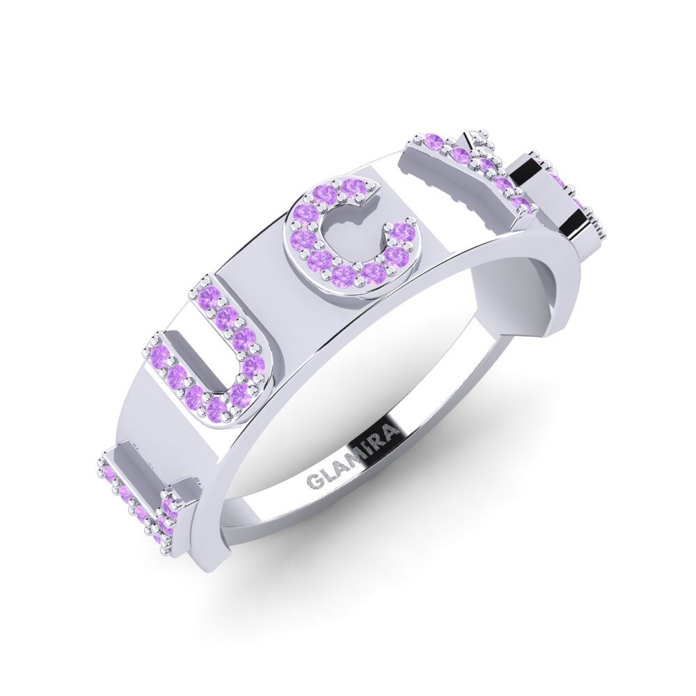 White Silver Amethyst Ring Munai