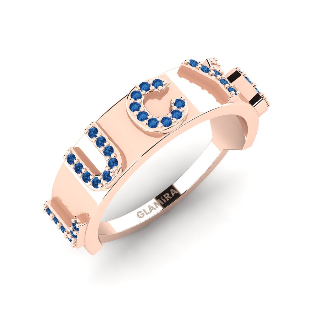 18ct Rose Gold Dark Blue Zirconia Ring Munai