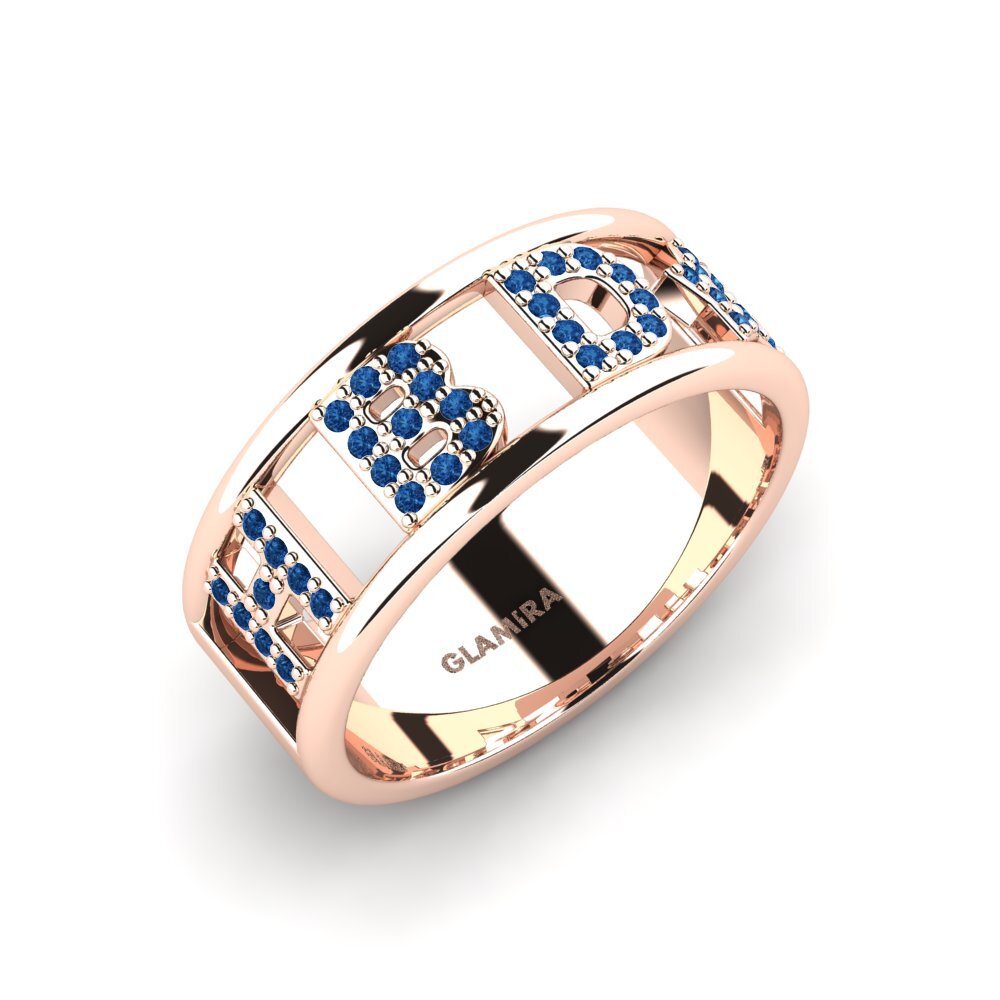 18ct Rose Gold Dark Blue Zirconia Ring Murnane