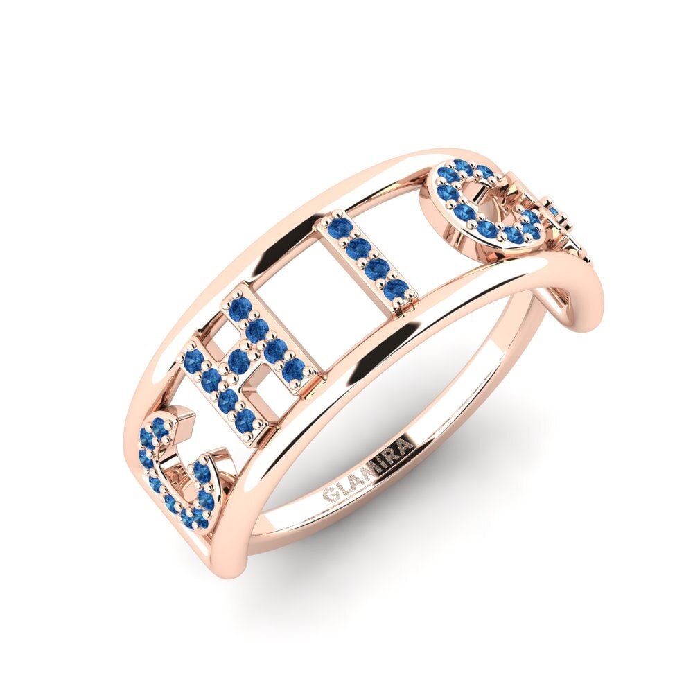 18ct Rose Gold Dark Blue Zirconia Ring Neuwilen