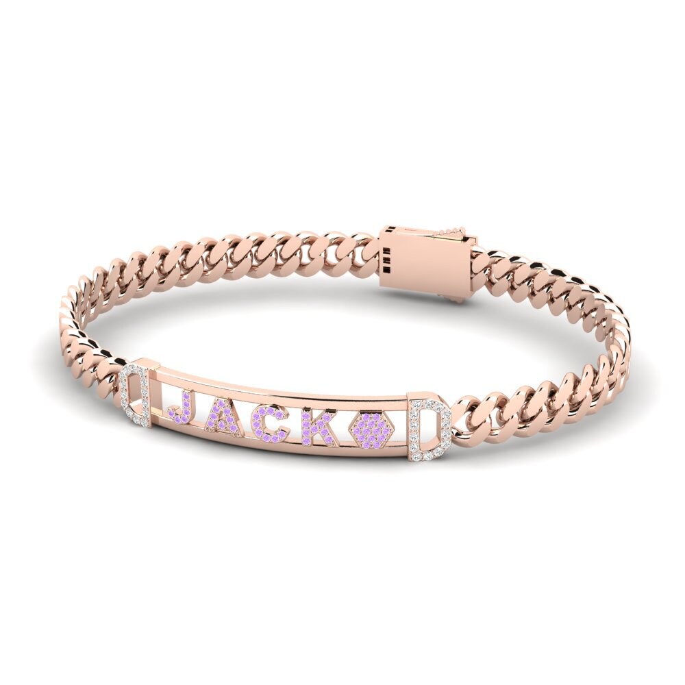 18k Oro Rosa Amatista Pulsera para hombre Neyasila