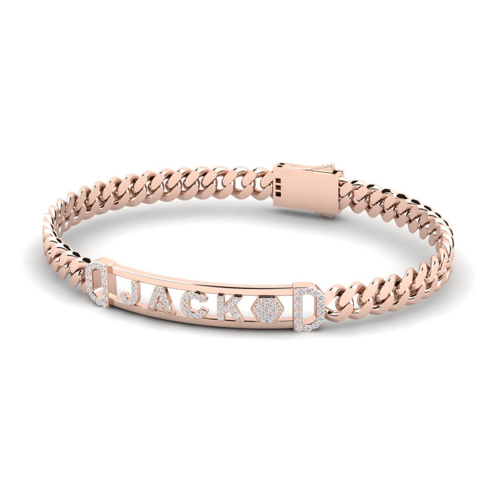 14ct Rose Gold Diamond Men's Bracelet Neyasila