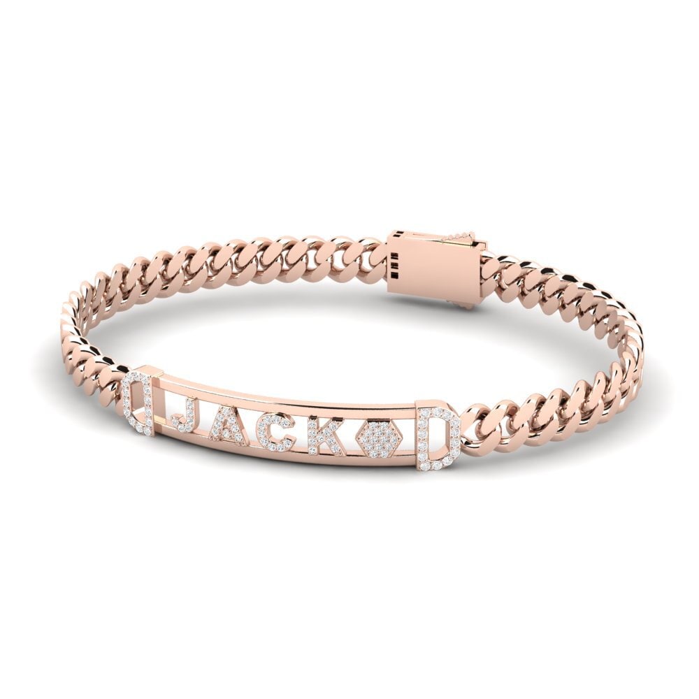 18k Oro Rosa Circonita Pulsera para hombre Neyasila