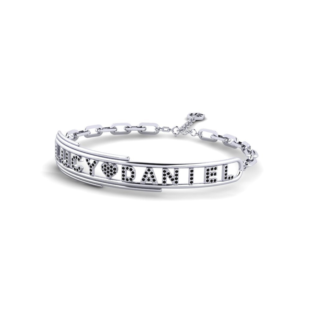 White Silver Black Onyx Women's Bracelet Ollon