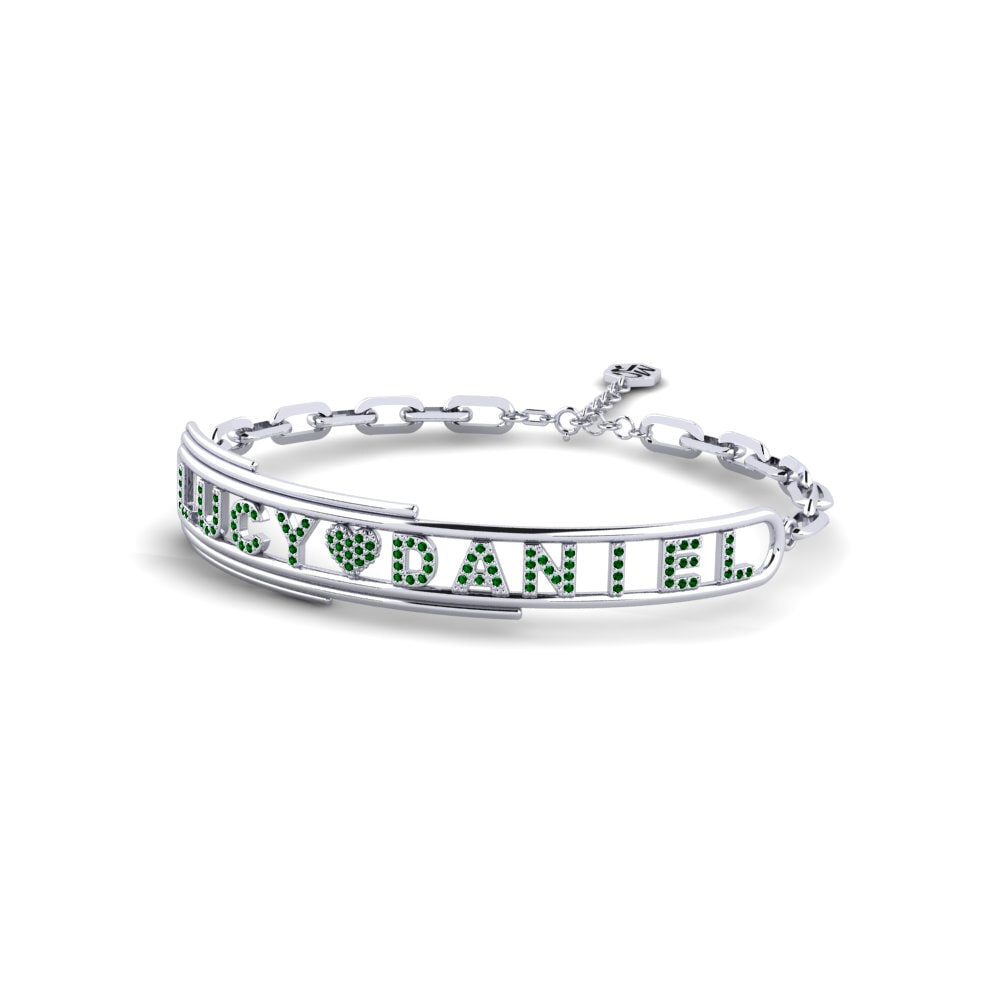 White Silver Green Zirconia Women's Bracelet Ollon