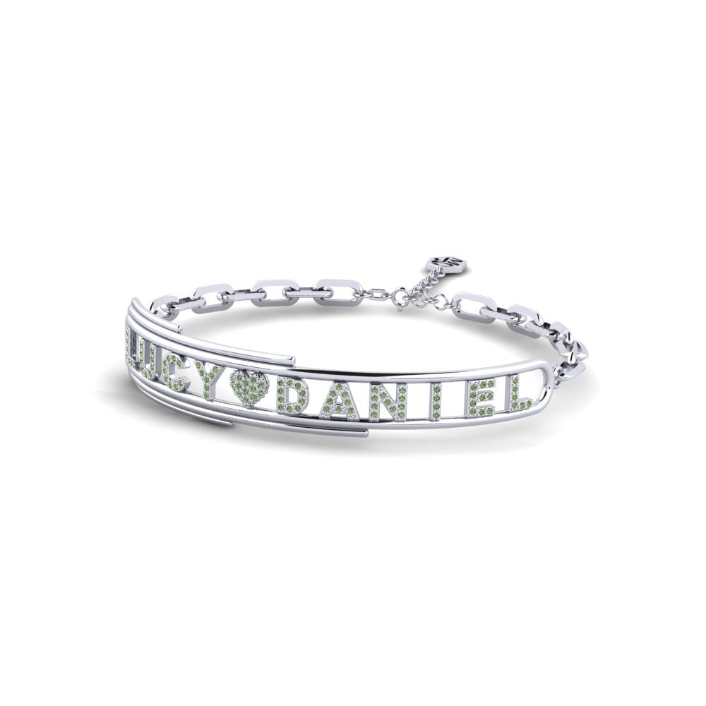 White Silver Green Diamond Women's Bracelet Ollon