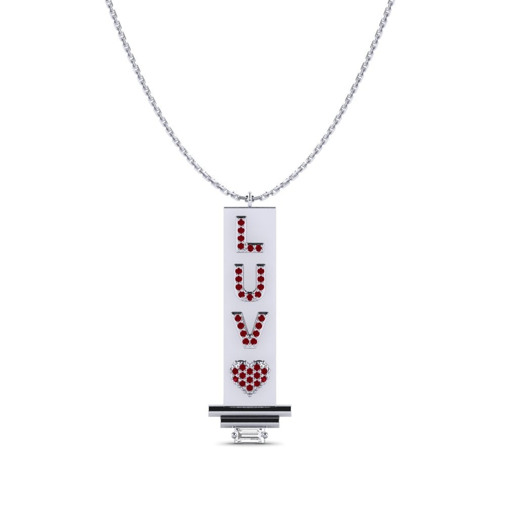 18k White Gold Red Zirconia Women's Pendant Ormont