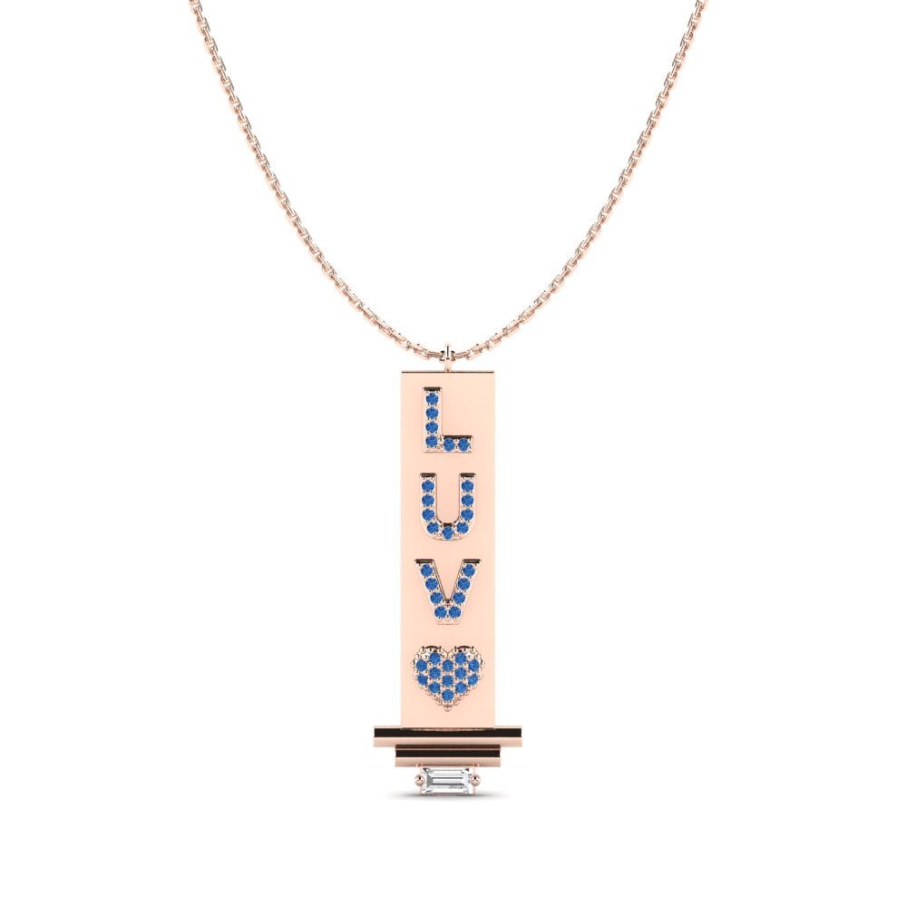 18ct Rose Gold Dark Blue Zirconia Women's Pendant Ormont