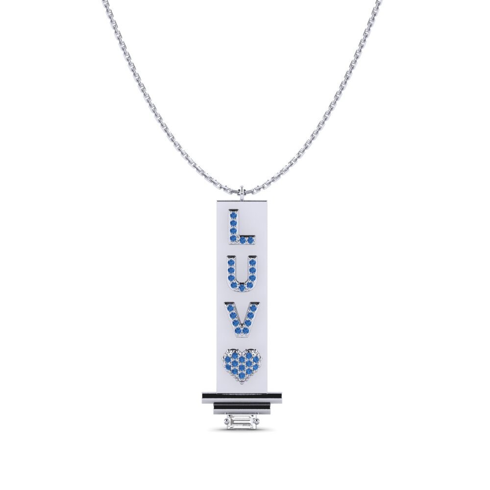 18k White Gold Dark Blue Zirconia Women's Pendant Ormont
