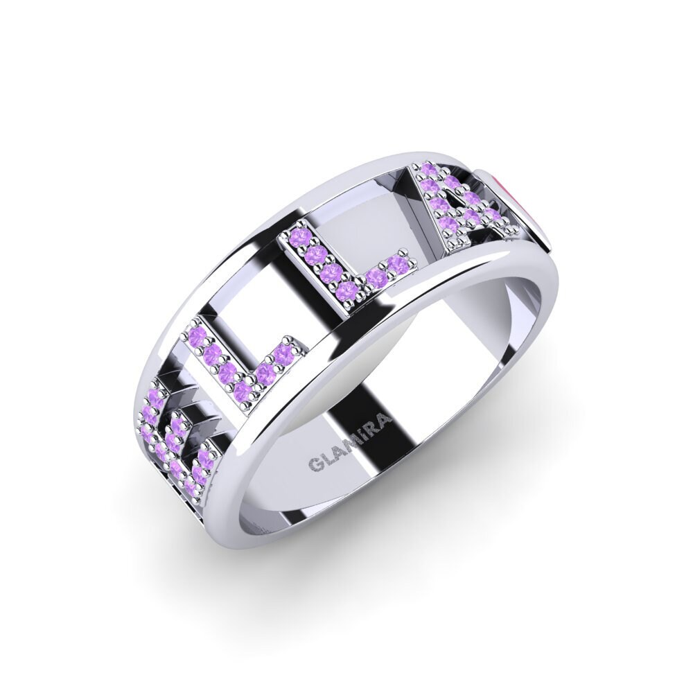 White Silver Amethyst Ring Patilla