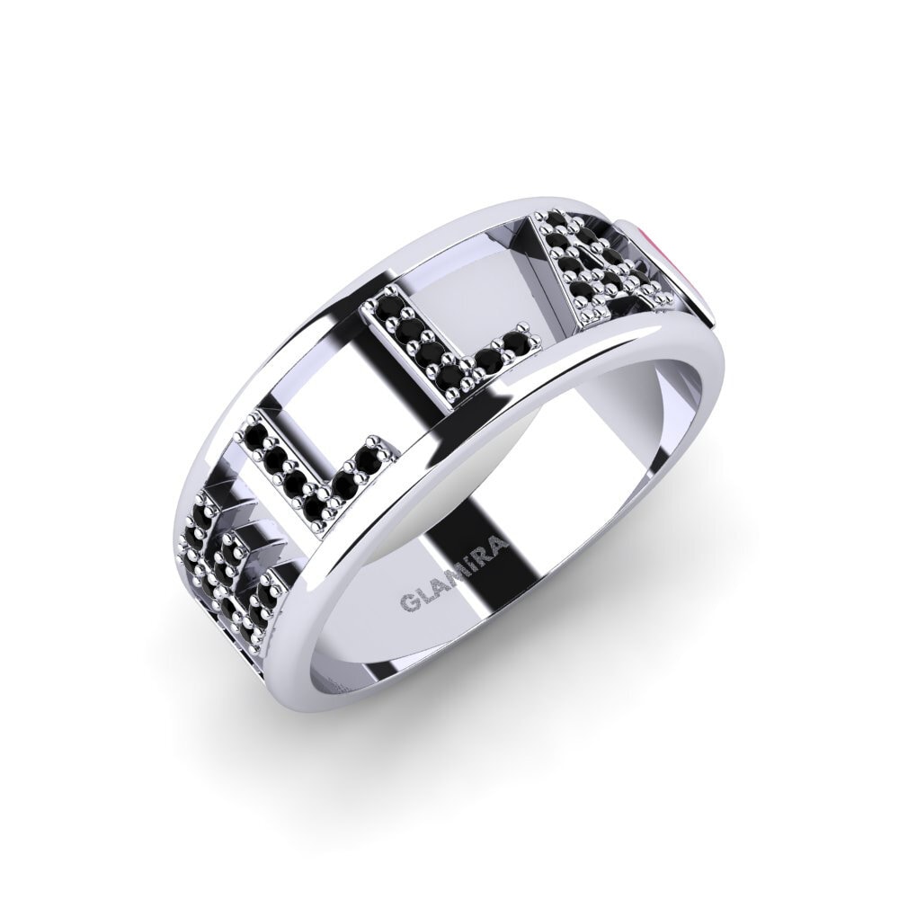 950 Platinum Black Sapphire Ring Patilla