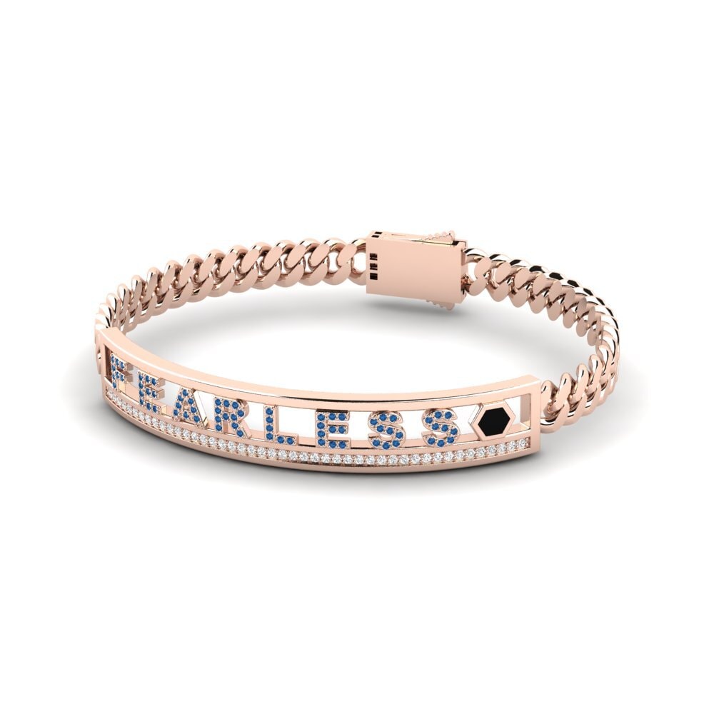 18k Oro Rosa Circonita Azul Oscuro Pulsera para hombre Paudex
