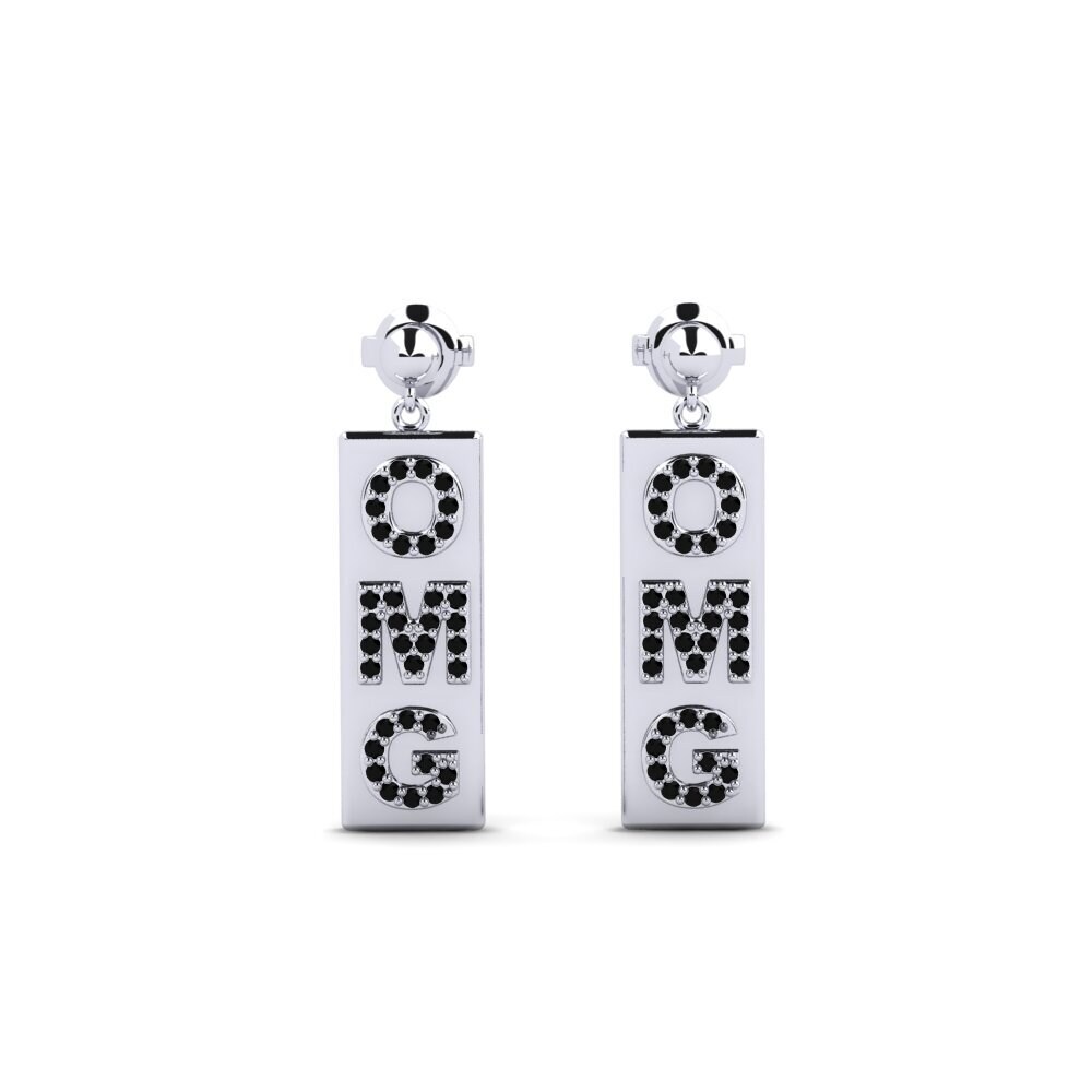 950 Platinum Black Sapphire Women's Earring Peacham