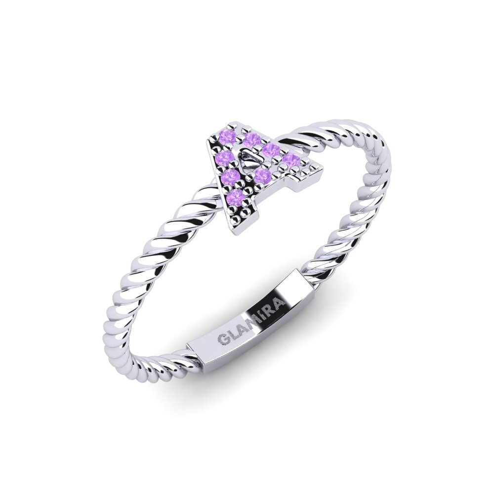 White Silver Amethyst Ring Pegivli