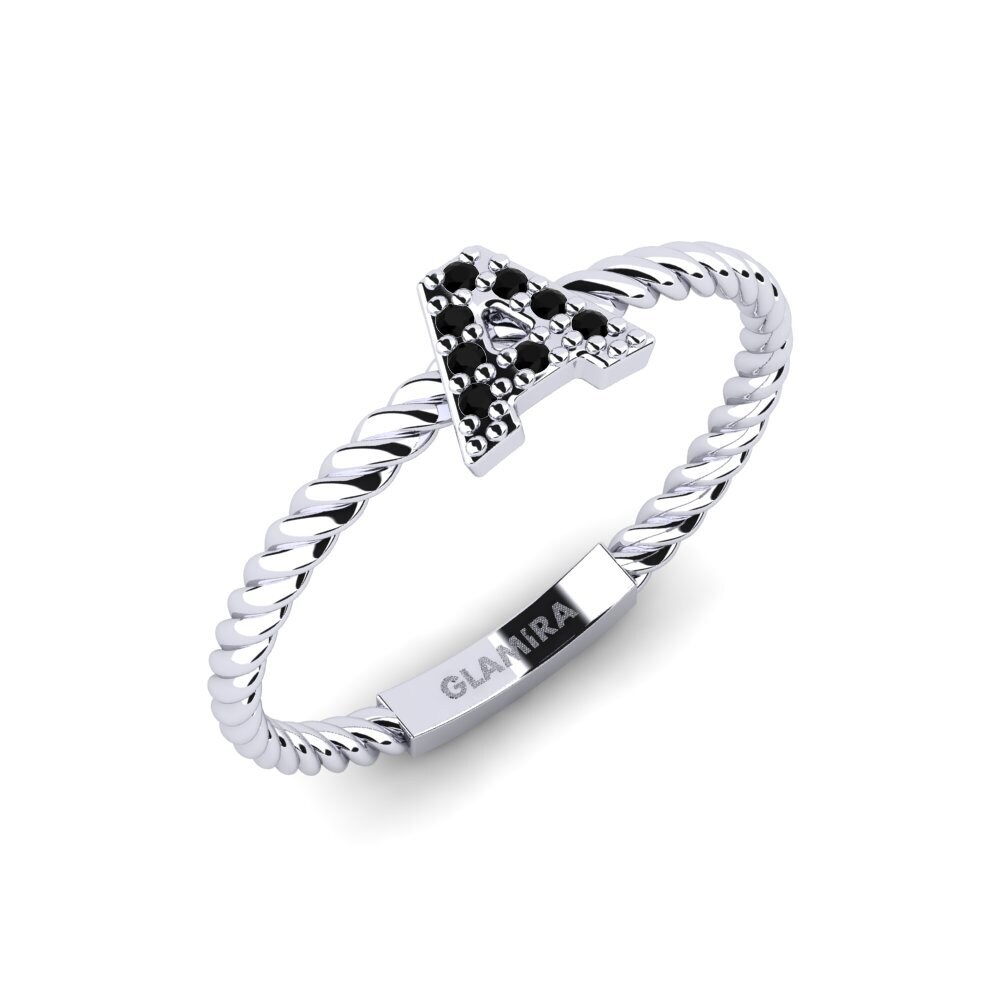 950 Platinum Black Sapphire Ring Pegivli