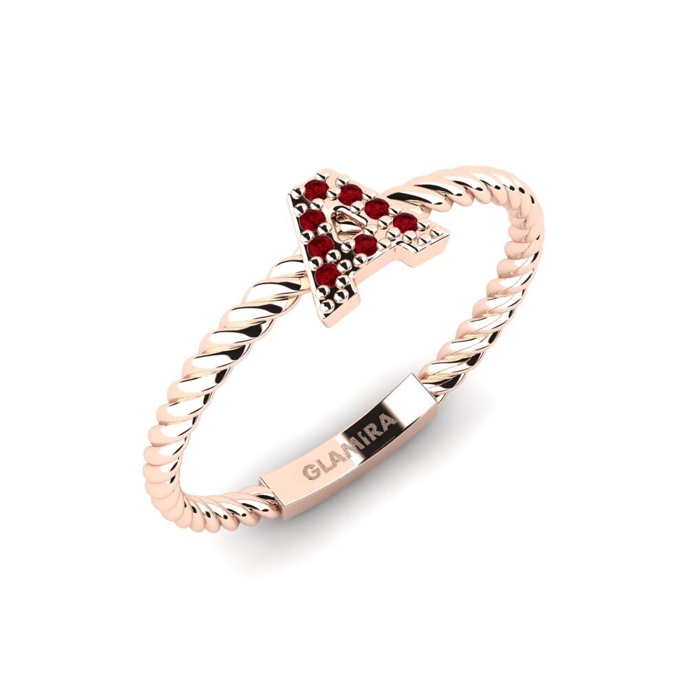 14k Rose Gold Red Zirconia Ring Pegivli