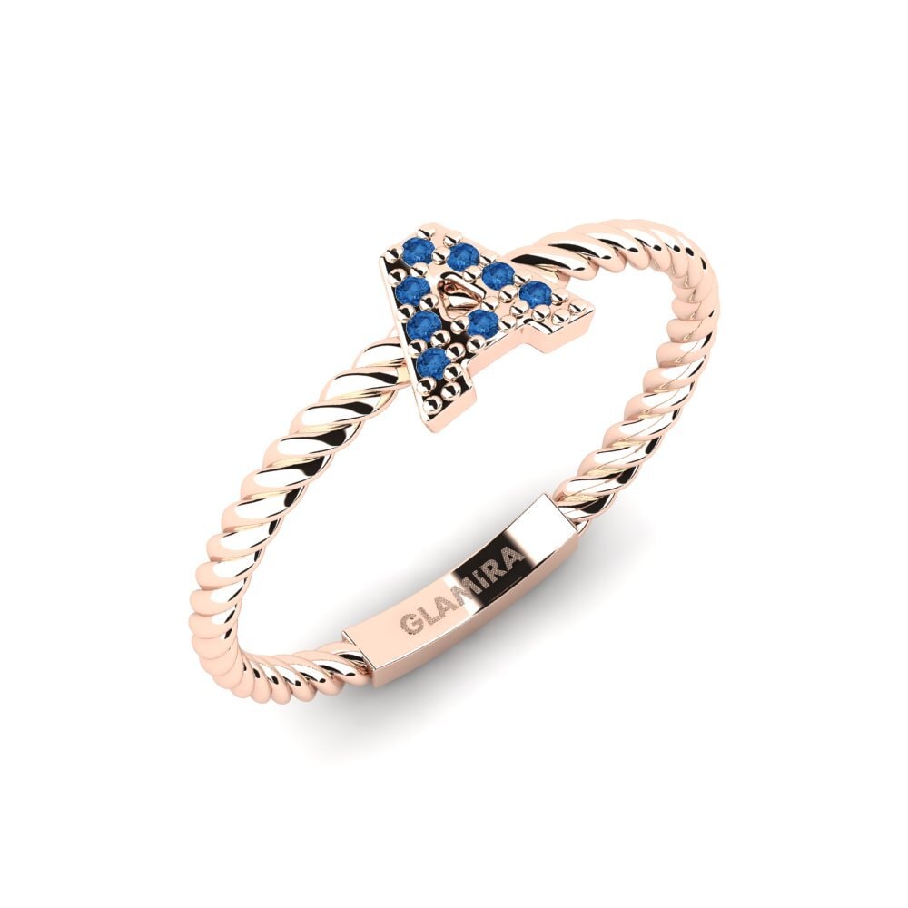 18ct Rose Gold Dark Blue Zirconia Ring Pegivli