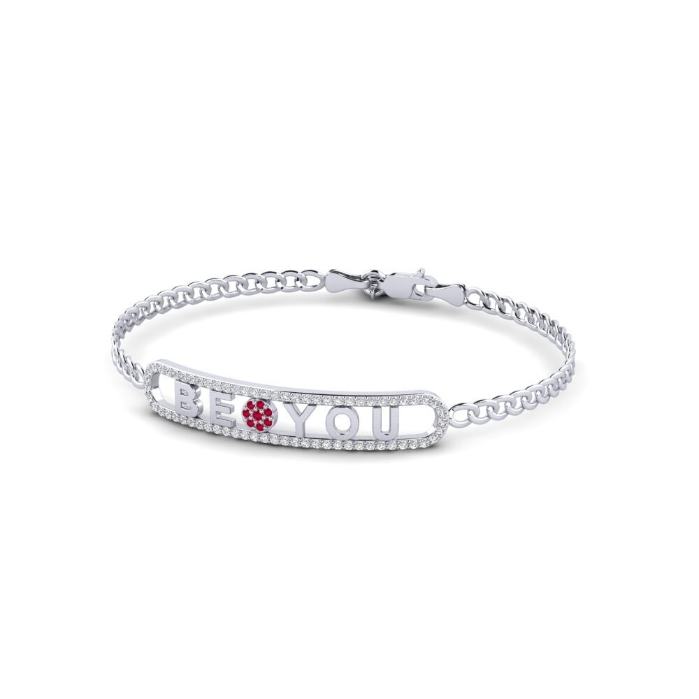 White Silver Ruby Women's Bracelet Peguat
