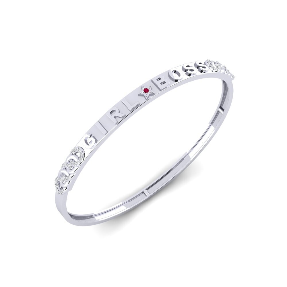 White Silver Ruby Women's Bangle Pitilella