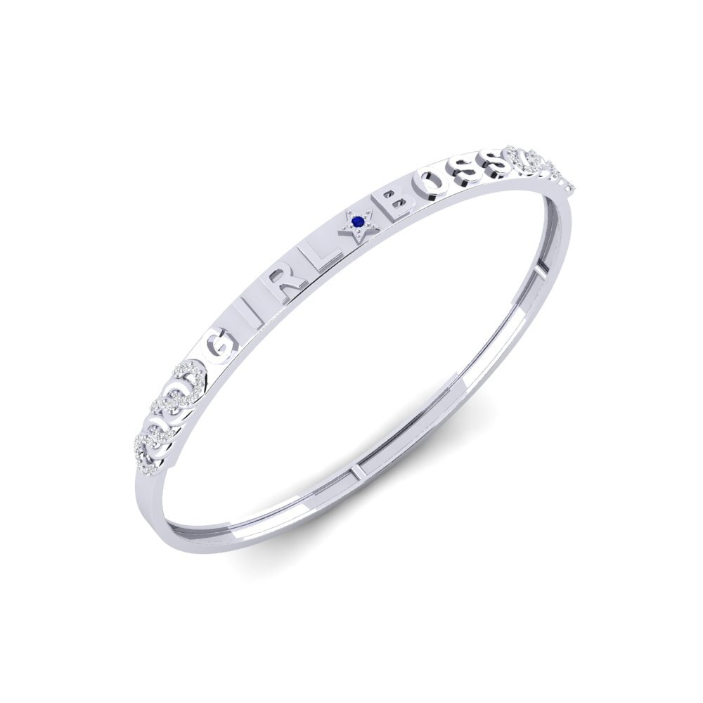 18ct White Gold Sapphire Women's Bangle Pitilella