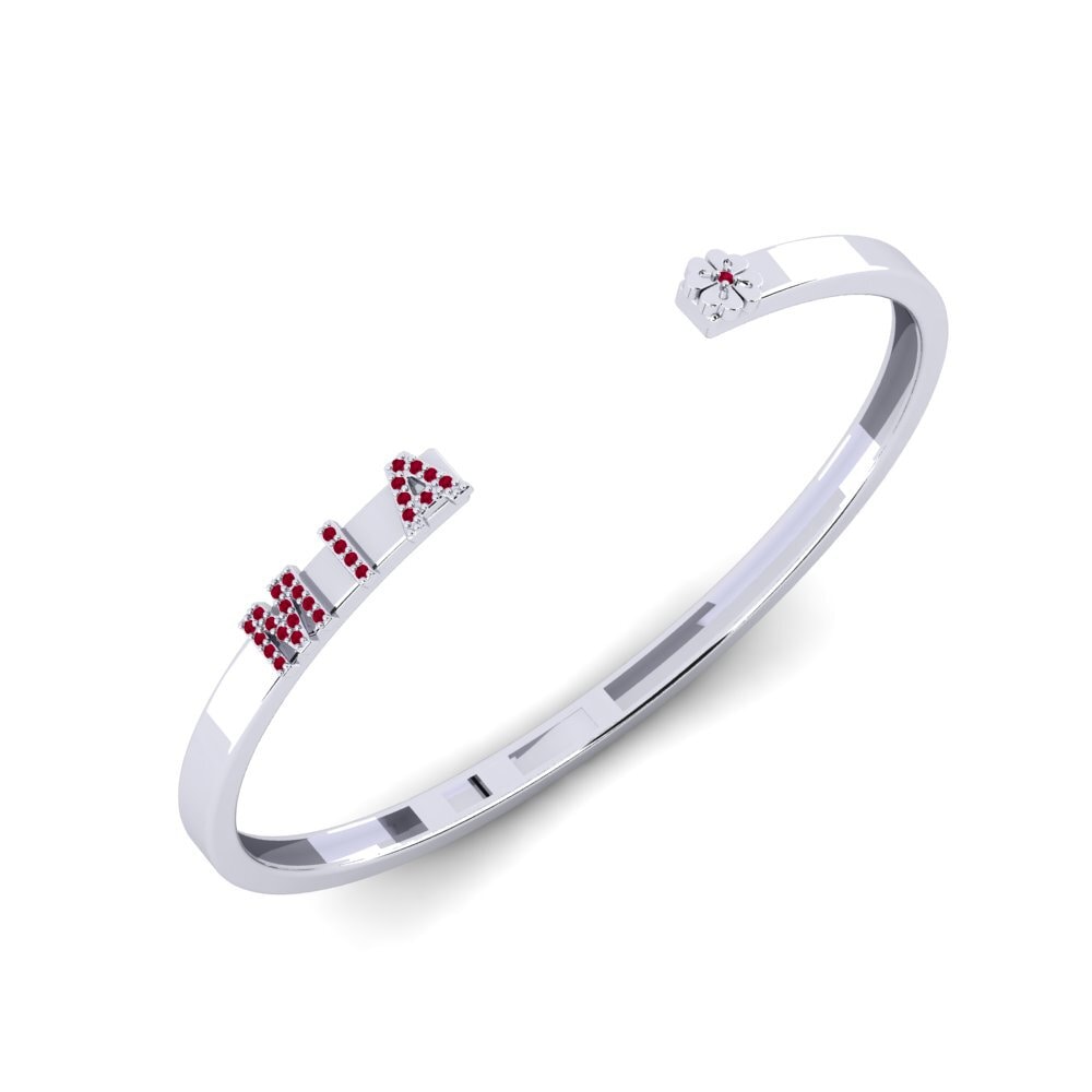 White Silver Ruby Women's Bracelet Pititw