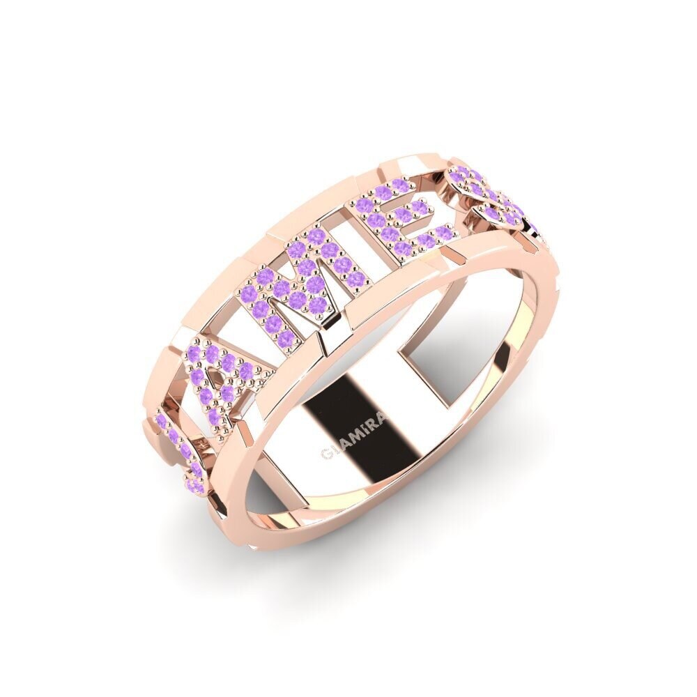 18k Oro Rosa Amatista Anillo de Hombre Pongello
