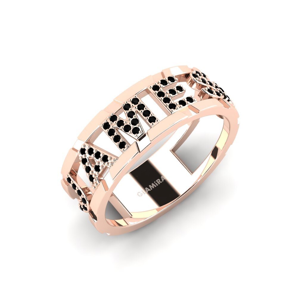 18k Oro Rosa Zafiro negro Anillo de Hombre Pongello