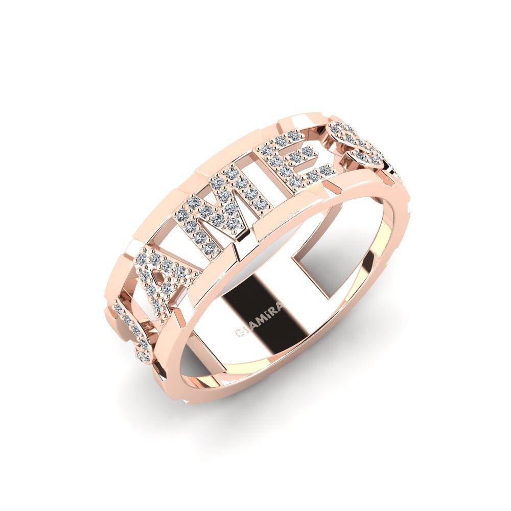 18k Oro Rosa Circonita Anillo de Hombre Pongello