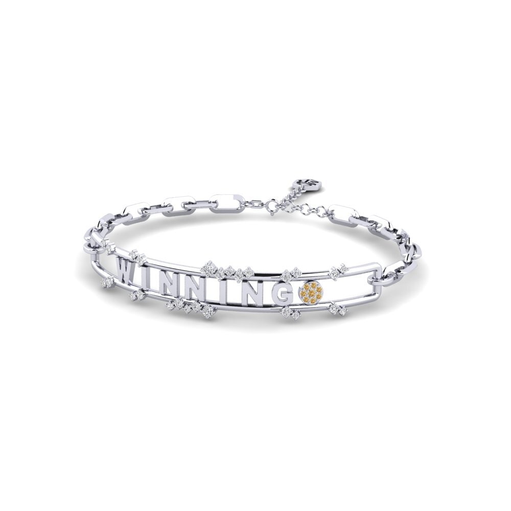 White Silver Brown Diamond Paperclip Bracelet Raysas