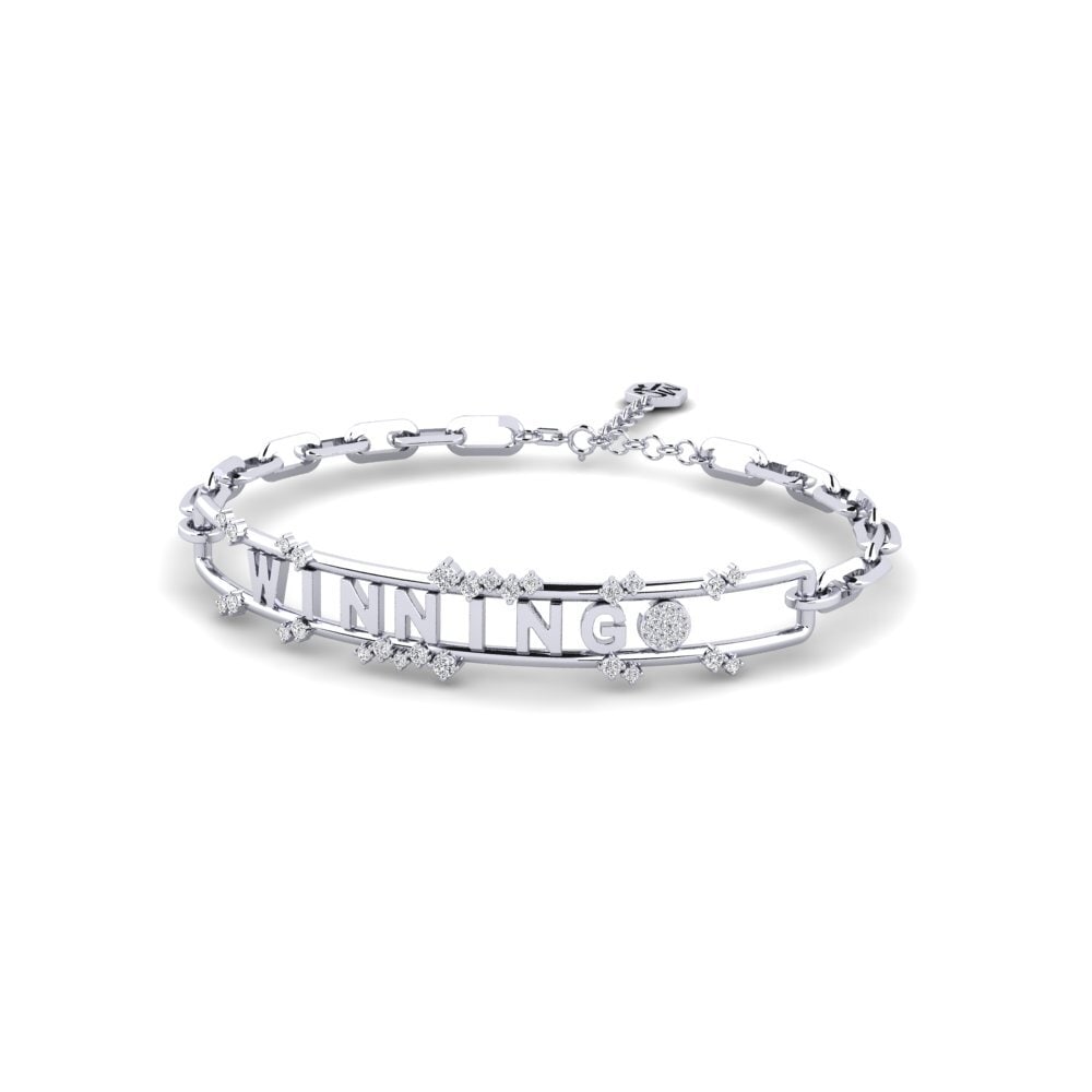 White Silver Diamond Paperclip Bracelet Raysas
