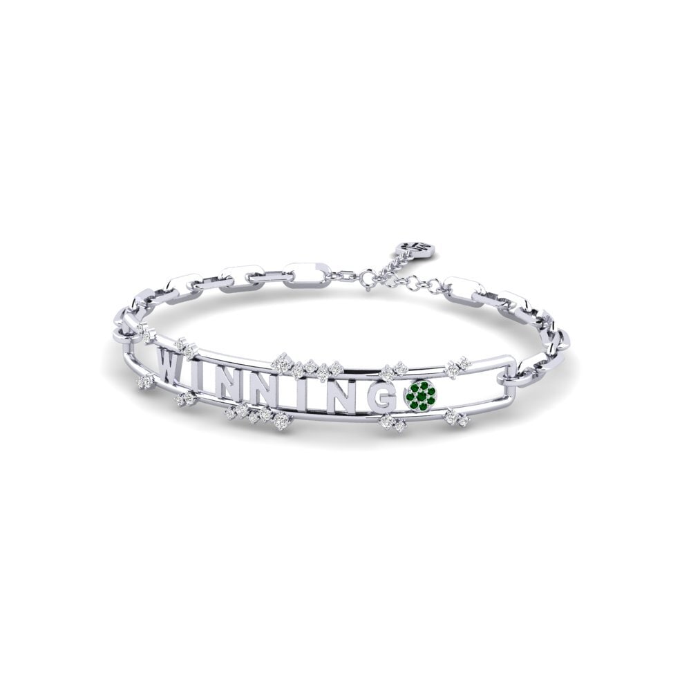 White Silver Green Zirconia Paperclip Bracelet Raysas